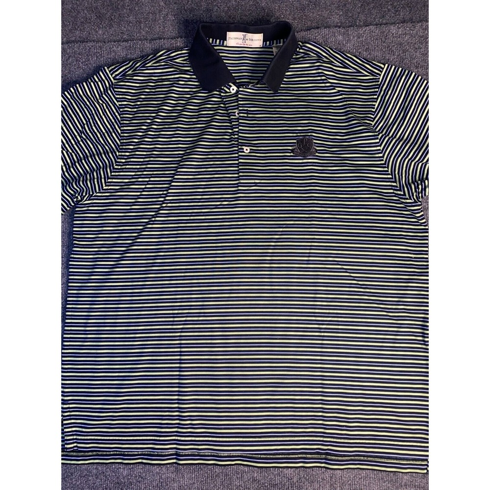 Fairway & Greene Polo Shirt Men Large Multi Striped Parkland Golf Club Logo Slit